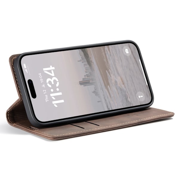 CASEME Retro Wallet Case for iPhone 16 - Coffee Dark brown