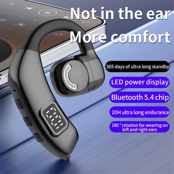 Bluetooth 5.4 Single in - Ear hovedtelefoner trådløs krog - Hvid White