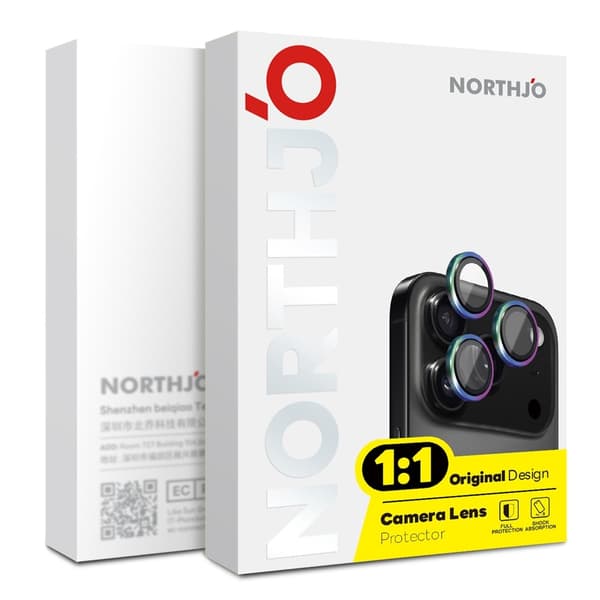 NORTHJO För iPhone 17 Pro Max / iPhone 17 Pro Kameralinsskydd Härdat Glas Metallring Blå