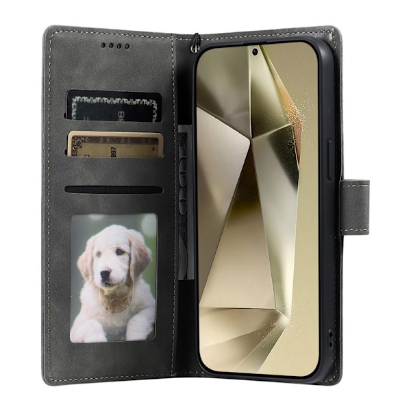 För Samsung Galaxy S25 Ultra plånboksfodral Fodral Skal Mandala blommönster grå