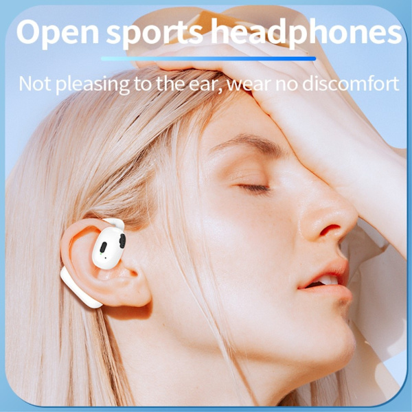Enkelt øre krok hodetelefon Bluetooth 5.4 Stereo hodetelefon - Hvit White
