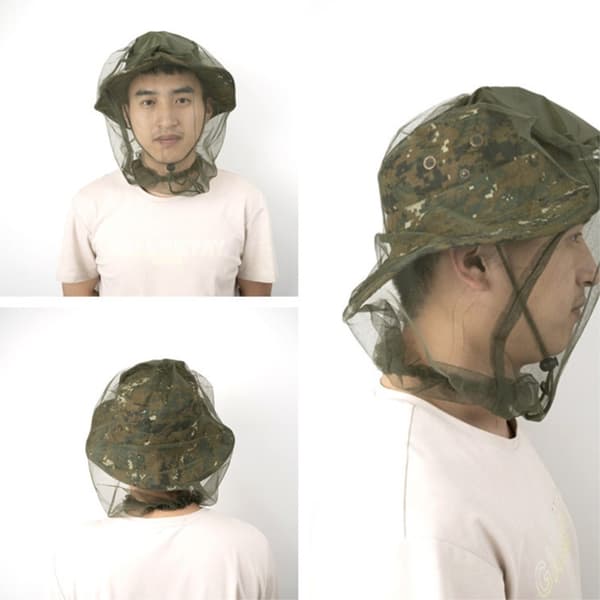 Camouflage bøttehat Kasket med myggenet campingfiskeri - Grøn Green