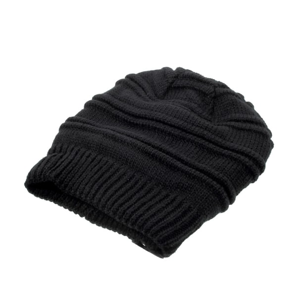 Lämmin talvinen neulottu hattu sisäänrakennettu bluetooth-kuulok Black