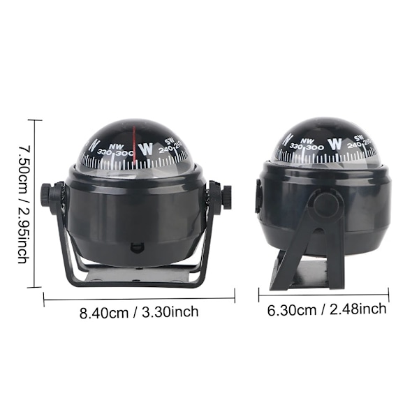Navigation Digital Compass Yacht Båtnavigering Kompass Riktningskompass Svart one size