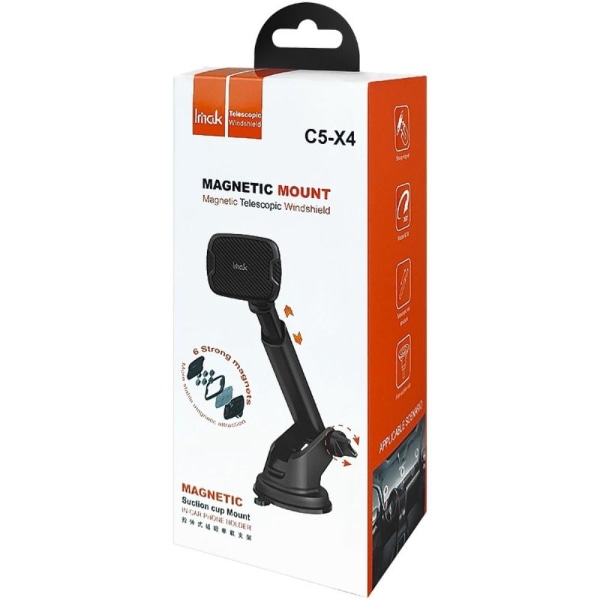 IMAK Telescopic Magnetic Car Holder Suction Cup Bracket Black