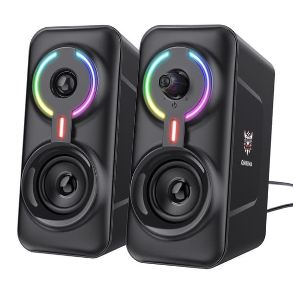 ONIKUMA USB-kablet høyttaler for datamaskin med 3D-stereolyd og RGB-lys Black