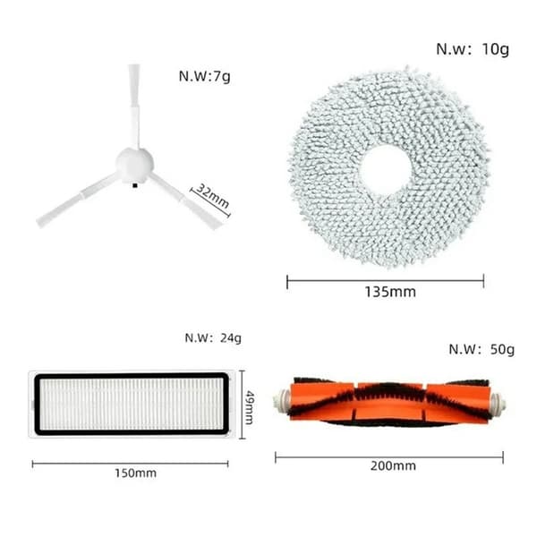 Underhållskit Tillbehör för Xiaomi S10+ S20+ X10+ X20+ X10 Robotdammsugare Vit