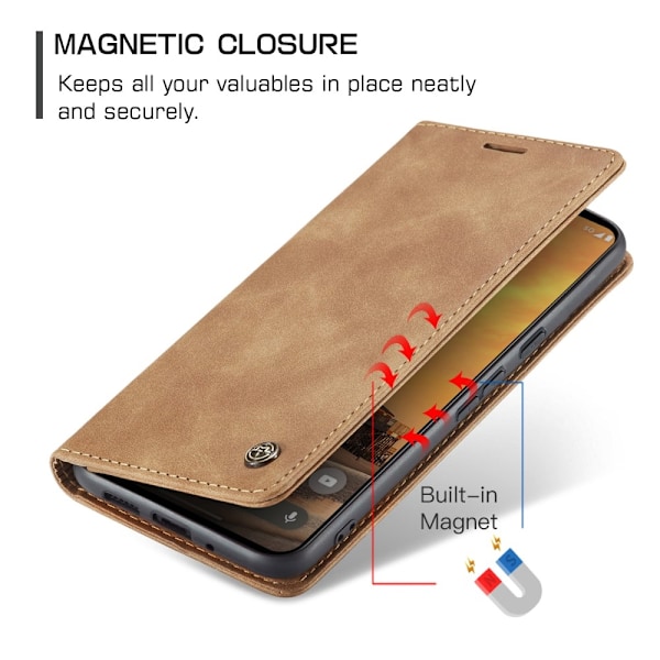 CASEME För Google Pixel 9 Pro / Pixel 9 Fodral Stativ Telefonfodral Brun