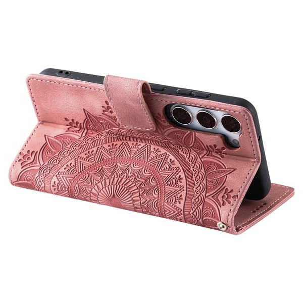 Til Samsung Galaxy S26 tegnebogscover Cover Shell Mandala Blomstermønster Pink