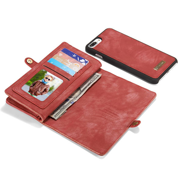 CASEME iPhone 7 Plus Retro Split Lommebok - cover I Lær - Rød Red