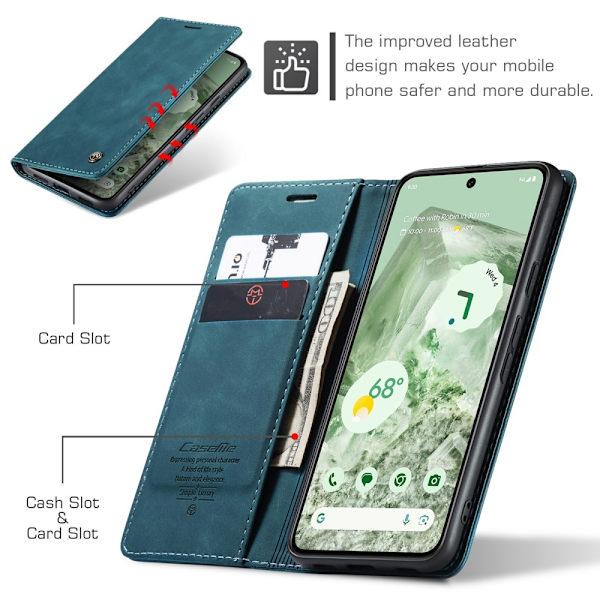CASEME Retro Lompakkokotelo Pixel 8a Green