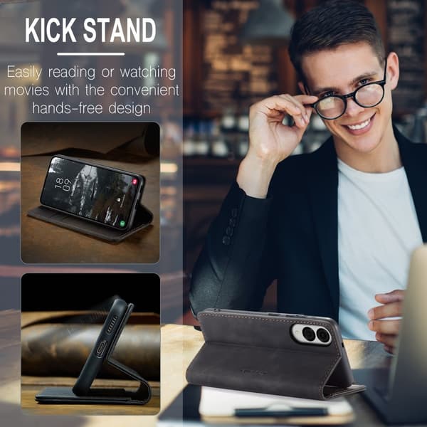 CASEME Retro Lompakkokotelo Samsung Galaxy S25 Edge Black
