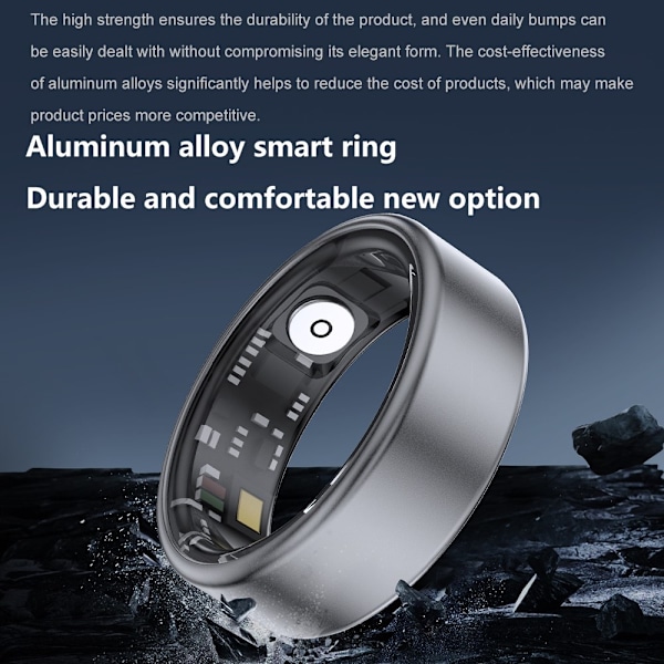 Smart Ring Bluetooth Finger Health Tracker 19.9 mm Inre Diameter Svart