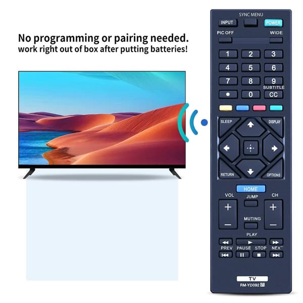 Fjärrkontroll Ersättning för RM-YD092 För Sony TV Svart