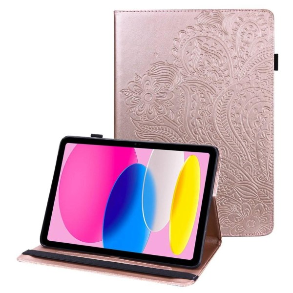 iPad 10.9 (2022) -tablettikotelon kannen kukkapainatus - ruusuku Pink gold