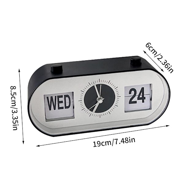 Manual Side Ur Rotation Skrivebord Vækkeur Kalender Ur Black
