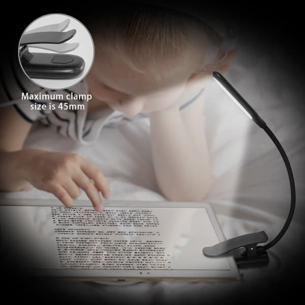 Læselampe Genopladelig LED-klemme med 3 farvetemperaturer - Sort Black