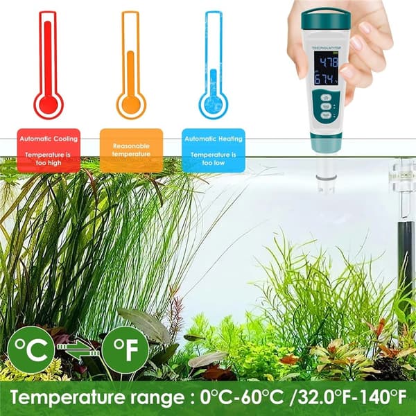 Tester Vannkvalitetspenn Digital pH EC TDS Salinitetsmåler Analyzer Green