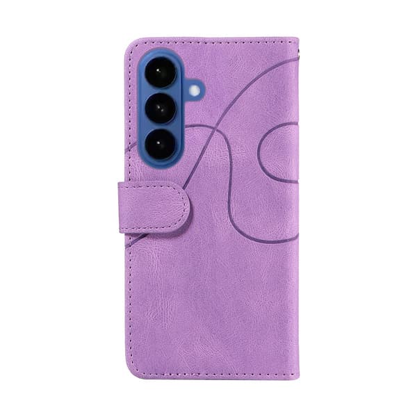 För Samsung Galaxy S26 Plånboksfodral med Stativ Tvåfärgad Design - Lila Lila