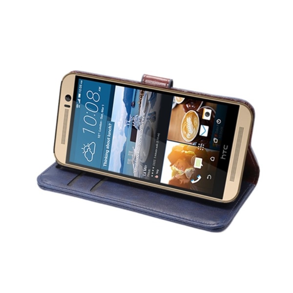 HTC ONE M9 Stilfuldt pung etui mørkeblå Dark blue