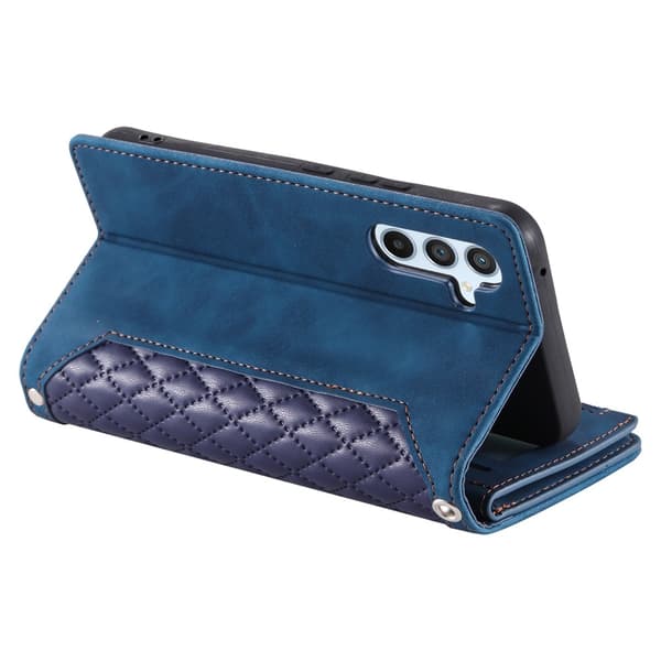 Rhombus-etui med syningslinjer til Samsung Galaxy A57 5G Blue