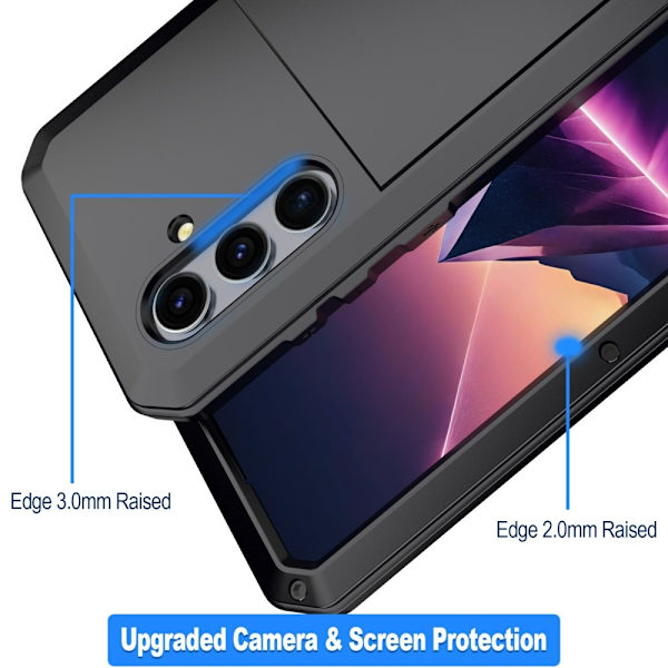 Samsung Galaxy S24+ (Plus) Fodral Pansar skydd Fodral Skal + härdat glas Svart
