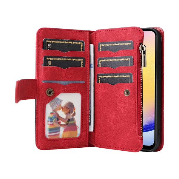 KT Multifunksjons Serie-5 Telefonveske for Samsung Galaxy A25 Red