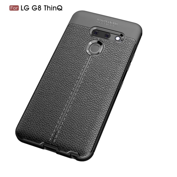 Litchi Skin Soft TPU Protective Case for LG G8 ThinQ - Black Black
