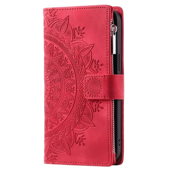 Til iPhone 17e / 16e tegnebogscover Cover Shell Mandala Blomstermønster Red
