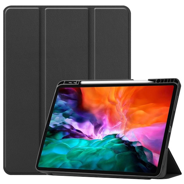 iPad 12.9" Pro 2021 Trifoldet Stand Tabletetui Cover - Sort Black