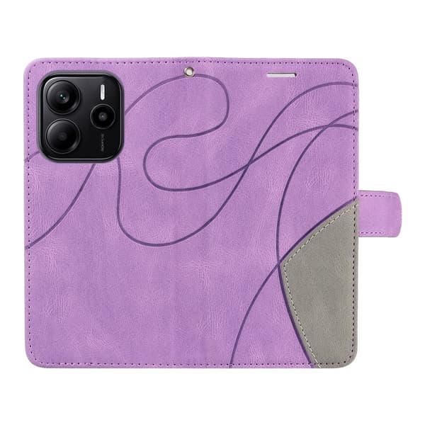 Til Xiaomi Redmi Note 14 4G KT-serie-1 dobbeltfarve tegnebog Purple