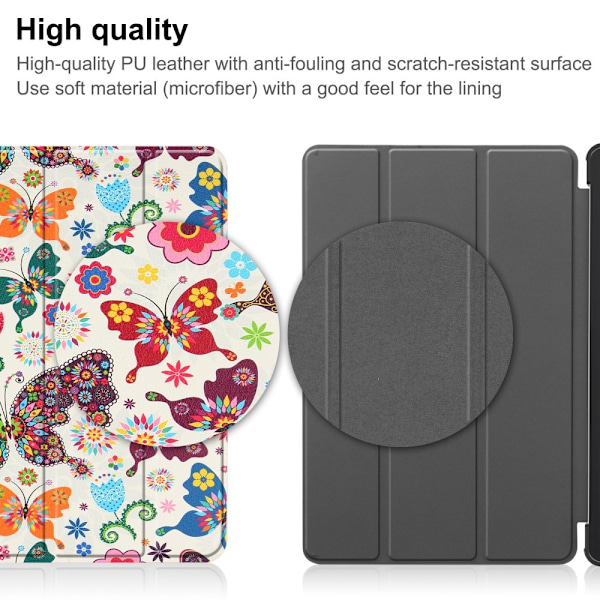 Trefoldet Stativdeksel for Lenovo Tab M9 - Sommerfugler Multicolor