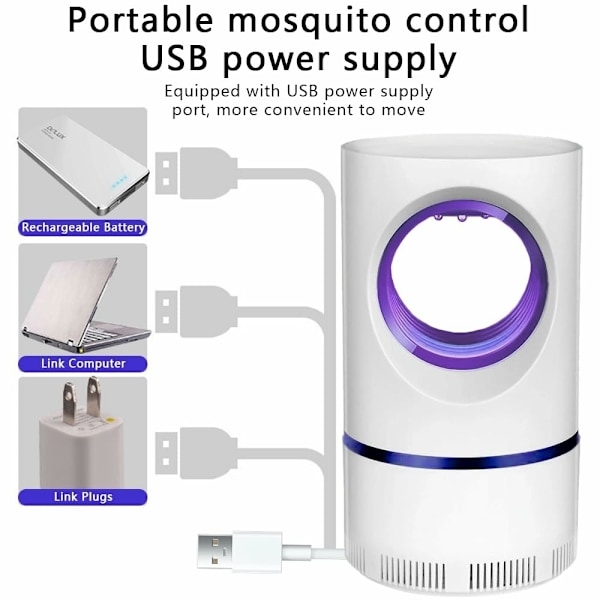 UV Attraktion Light Mosquito Killer USB Elektrisk Bug Zapper White