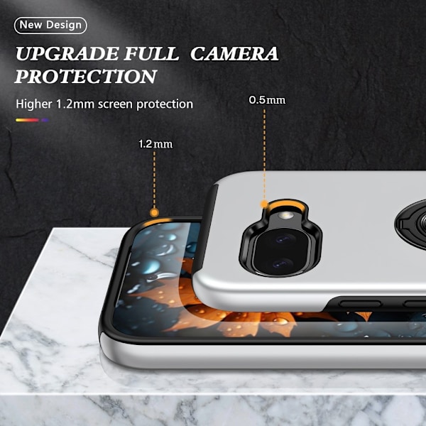 Til Google Pixel 9A Fingerring Kickstand Hybrid Taske Silver