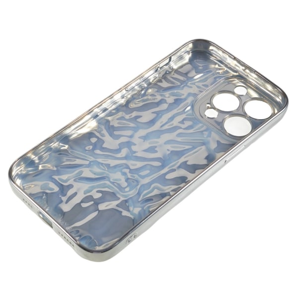 Til iPhone 15 Pro TPU Etui Elektroplating Rynket Ujævn Telefon Cover Silver