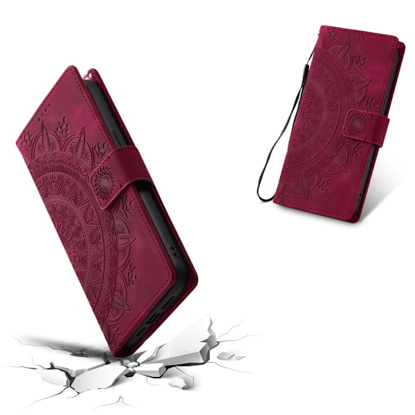Til Samsung Galaxy A26 tegnebogscover Cover Shell Mandala Blomstermønster Red