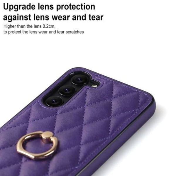 Samsung Galaxy S23 Etui Rhombus Grid Mønster Bagcoverring Kickstand - Lilla Purple