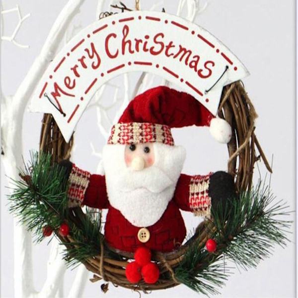 Jul dörrkrans - Tomte Merry Christmas multifärg