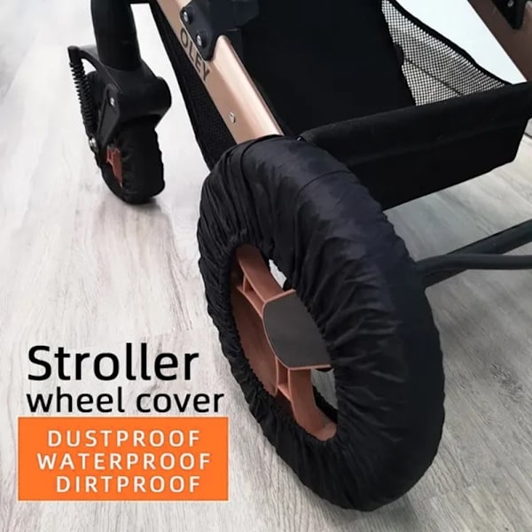 2 st Skydd Hjul Barnvagn Oxford-tyg mot smuts storlek S för 18-20 cm framhjul Svart
