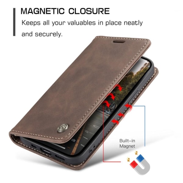 CASEME Retro Wallet Case for iPhone 14 Pro - Dark Brown Brown