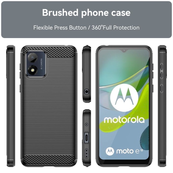 Motorola Moto E13 4G Karbon fiber texture Skal - Svart Svart
