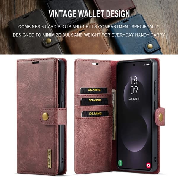 DG.MING 2 i 1 Plånboksfodral till Samsung Galaxy S26 Ultra röd