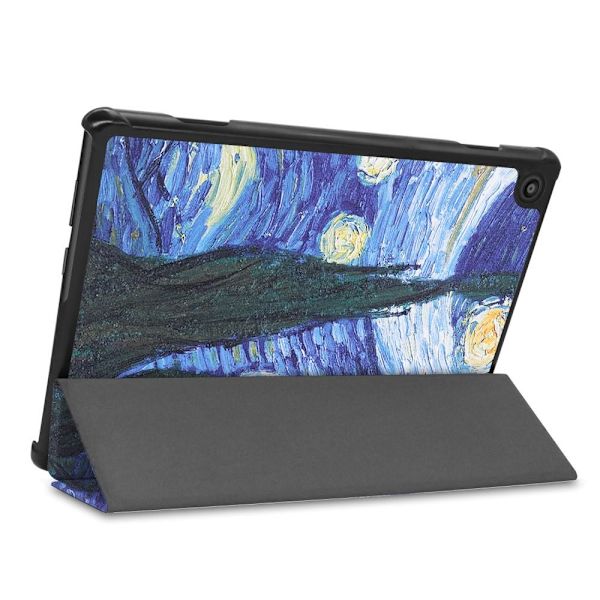Tri-fold Stand Case for Lenovo Tab M10 FHD REL TB-X605FC - Oil Painting Multicolor