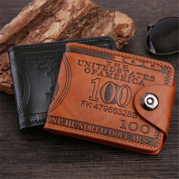 Plånbok Börs 100 dollar sedel Pengar Bifold korthållare - Sort Black
