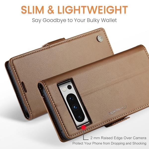 CASEME Retro Lompakkokotelo Pixel 8 Pro Brown