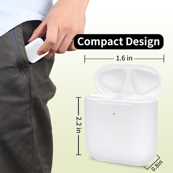 Laderetui for AirPods 1/2 med innebygd 550mAh batteri White