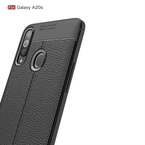 Litchi Texture Soft TPU Case for Samsung Galaxy A20s - Black Black
