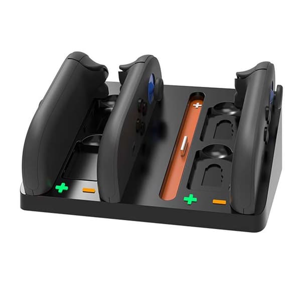 Kompatibel med Nintendo Switch 2 Joy-Con 4 Plats Laddningsdocka LED-indikator Svart