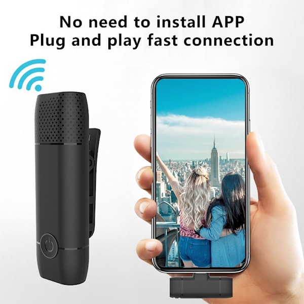 Trådløs mikrofon-lavalier til streaming af vlogging og live-udsendelser - USB-C Black