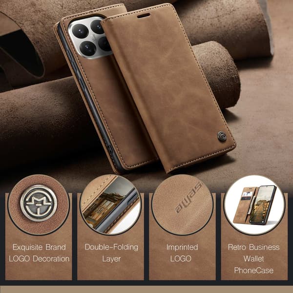 CASEME Till Xiaomi 17T Plånboksfodral Brun